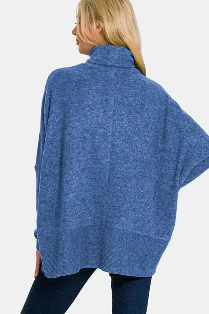 Zenana Brushed Melange Hacci Turtleneck Sweater | Cozy & Stylish