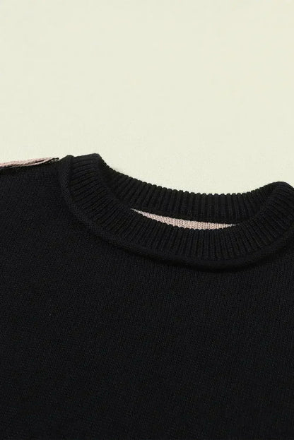 Colorblock Bishop Sleeve Sweater - Ribbed Trim | Femstylo