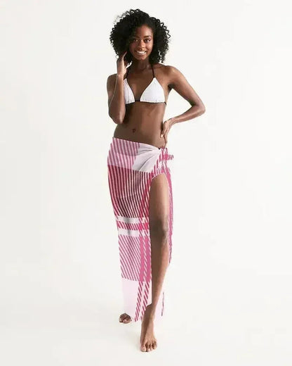 Sheer Plaid Pink Swimsuit Cover Up