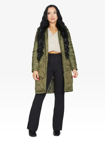 Quilted Down Jacket - Lightweight Hooded Coat | Femstylo