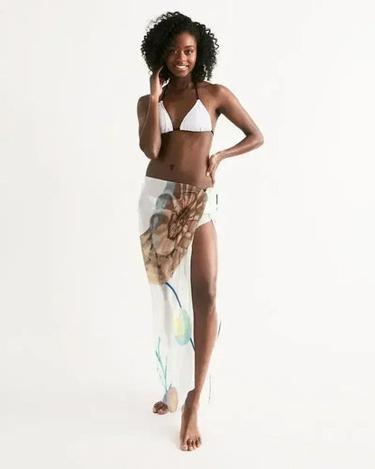 Sheer Sarong Swimsuit Cover Up Wrap / White Seashell