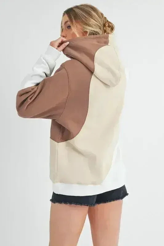 Color Block Hoodie - Kangaroo Pocket Pullover | Aemi + Co | Femstylo