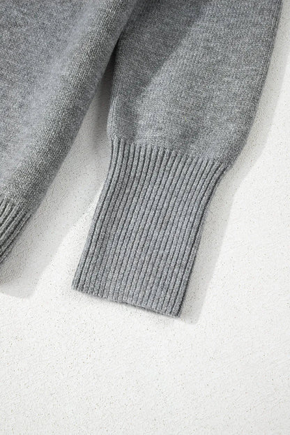 Medium Grey Hooded Button Up Drop Shoulder Sweater Cardigan