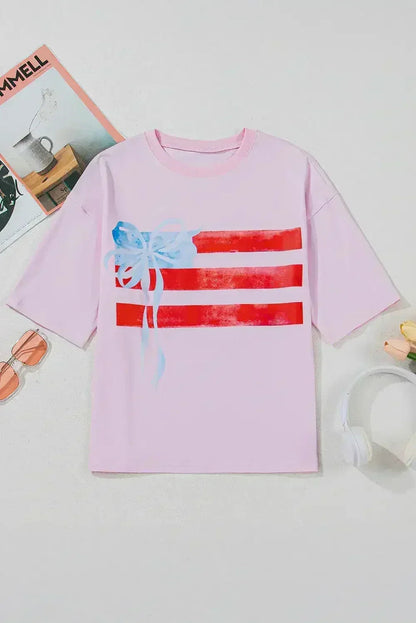 White Flag Bow Graphic Crewneck Tee