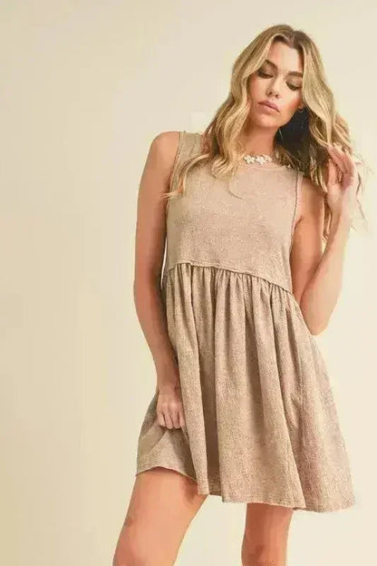 Round Neck Mini Tank Dress | Casual Stretch Dress | Aemi + Co