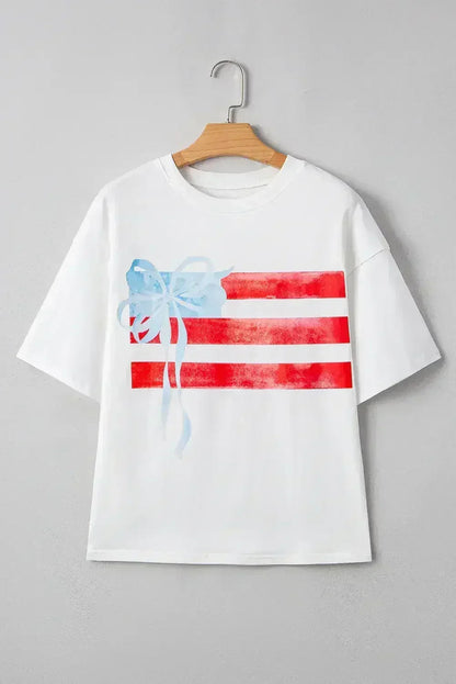 White Flag Bow Graphic Crewneck Tee
