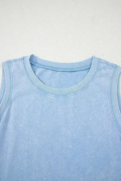 Beau Blue Mineral Wash Pocket Tank Mini Dress