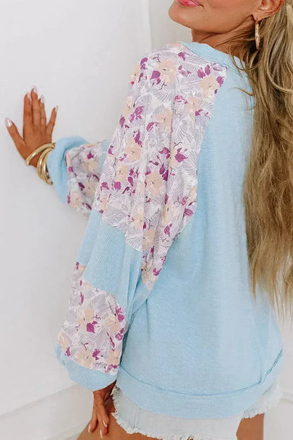 Floral Patchwork Blouse - Balloon Sleeve Top | Femstylo