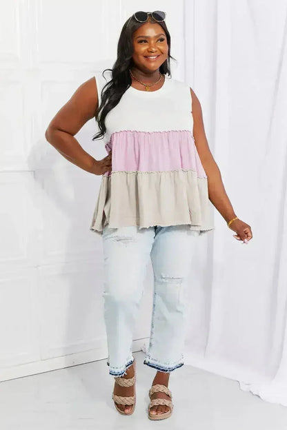 Lavender Color Block Baby doll Top - Sunset Design | Femstylo