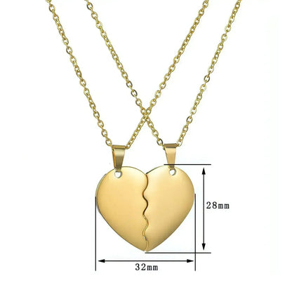 💞 Couple Heart Puzzle Necklace – Two Halves, One Love