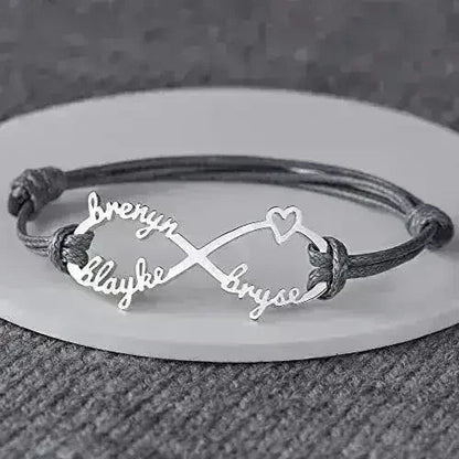 Custom Name Infinity Bracelet | Sterling Silver Mom Jewelry