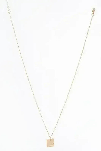 Gold Twisted Ring & Square Pendant Necklace Set - Nickel-Free