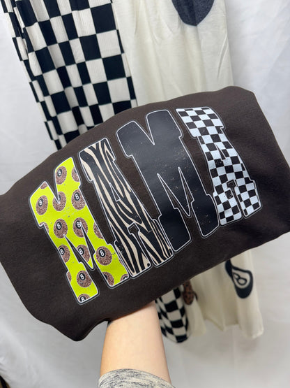 Lime Green Leopard 8 Ball Mama – Dark Chocolate Crewneck | Graphic Sweatshirt