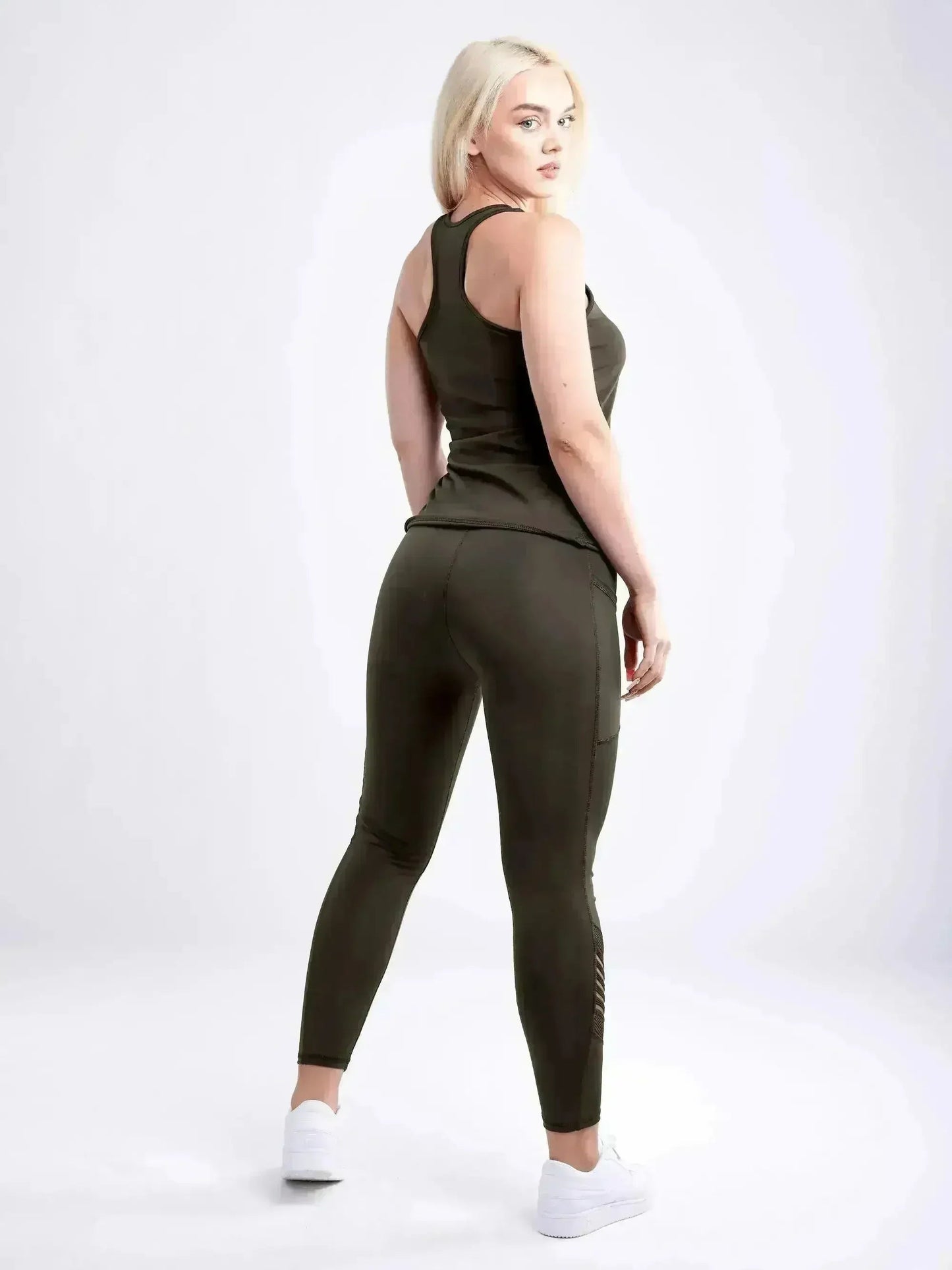 High-Waisted Pilates Leggings with Side Pockets & Mesh Panels