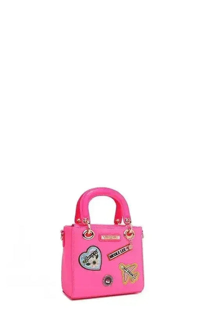 Pink Color Patch Handbag - Top Handle & Crossbody | Femstylo