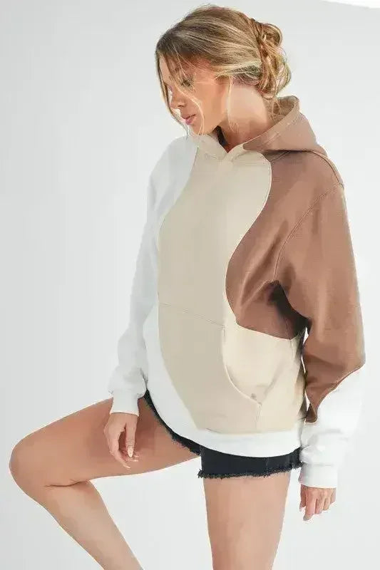 Color Block Hoodie - Kangaroo Pocket Pullover | Aemi + Co | Femstylo