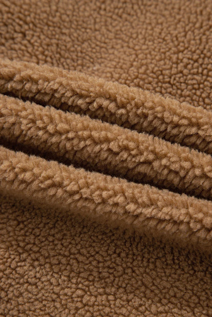 Light French Beige Fleece Tie Front Winter Vest