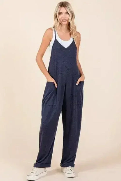 Mittoshop Sleeveless Wide Leg Jumpsuit - Patch Pocket Romper | Femstylo