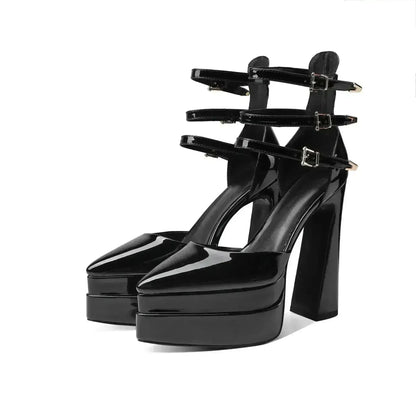 Pointed Toe High Heel Hollow Sandals - 14.5cm Platform Pumps | Femstylo