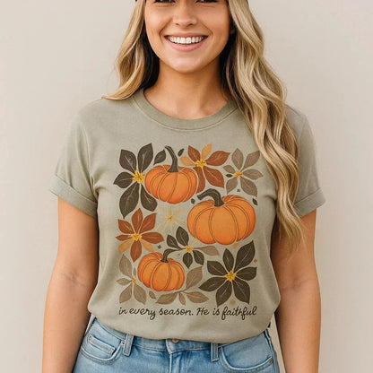 In Every Season He is Faithful T-Shirt, Fall, Faith