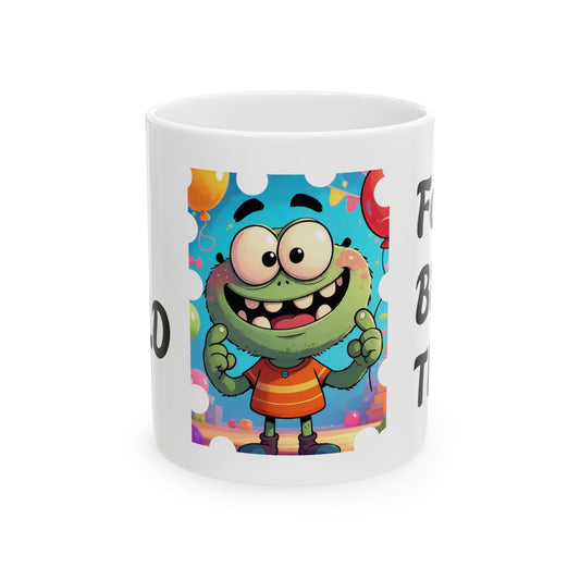 Happy Monster Birthday Ceramic Mug — Cute Party Kid Coffee Cup (11oz/15oz)