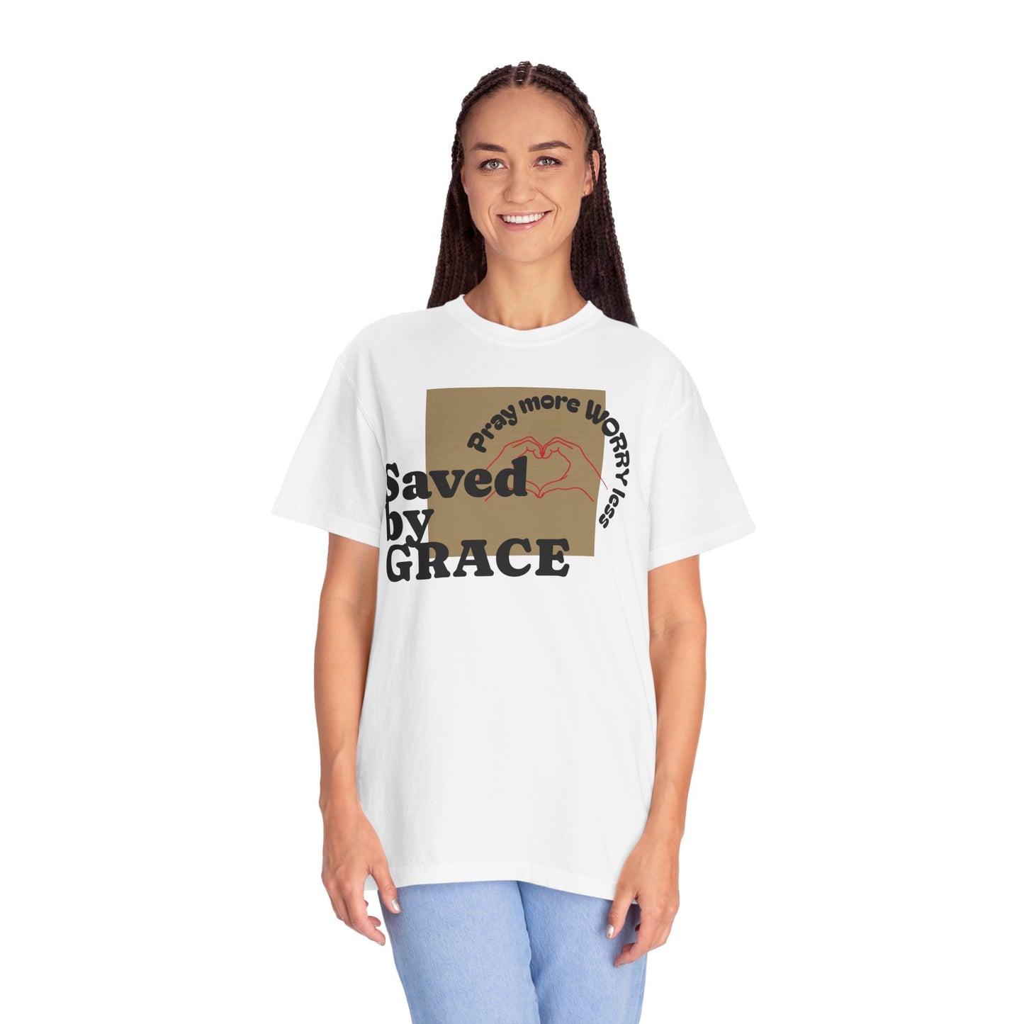 Saved by Grace T-Shirt – Pray More Worry Less Christian Tee