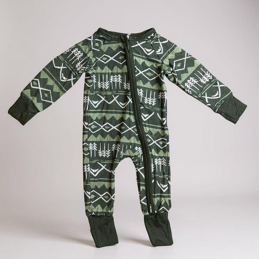 Green Bamboo Zippy Pajamas - Eco-Friendly Kids Sleepwear