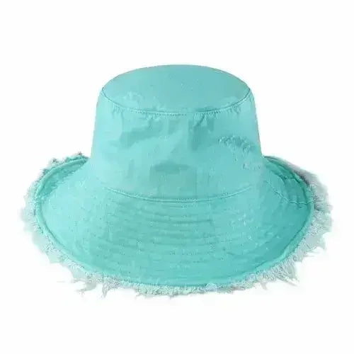 Frayed Bucket Hat - Wide Brim Cotton - UPF 50+ Sun Protection - One Size