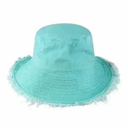 Frayed Bucket Hat - Wide Brim Cotton - UPF 50+ Sun Protection - One Size
