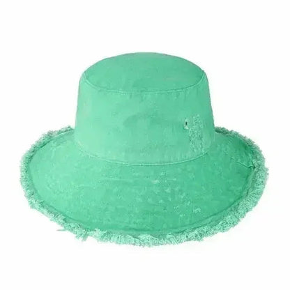 Frayed Bucket Hat - Wide Brim Cotton - UPF 50+ Sun Protection - One Size
