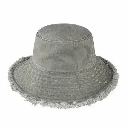 Frayed Bucket Hat - Wide Brim Cotton - UPF 50+ Sun Protection - One Size