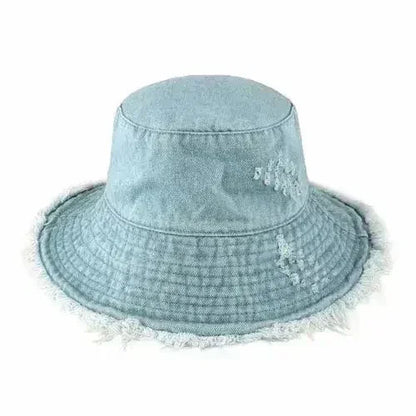 Frayed Bucket Hat - Wide Brim Cotton - UPF 50+ Sun Protection - One Size