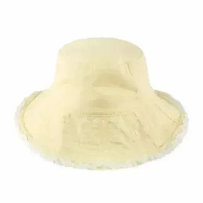 Frayed Bucket Hat - Wide Brim Cotton - UPF 50+ Sun Protection - One Size
