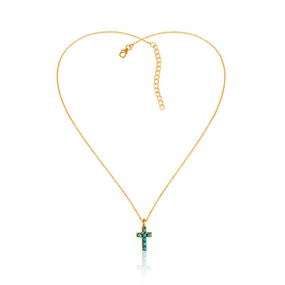 Dainty Turquoise Cross Necklace