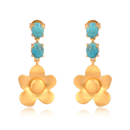Beachside Bloom Drop Earrings - Turquoise