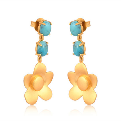 Beachside Bloom Drop Earrings - Turquoise