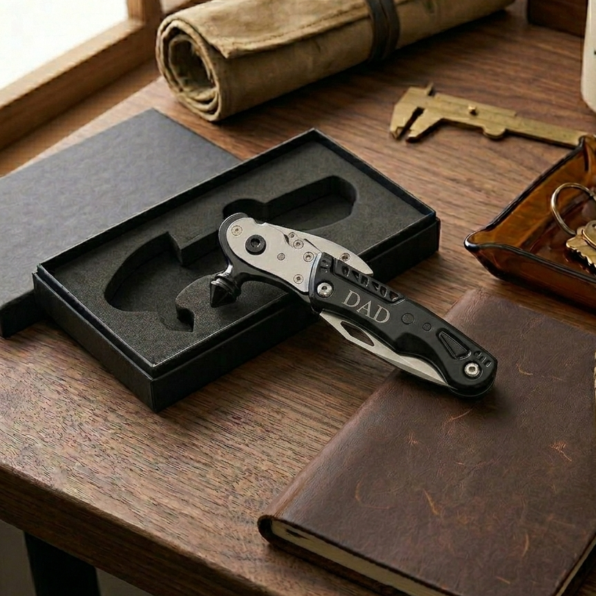Black Glass Breaker With Multi Tools, 6" L