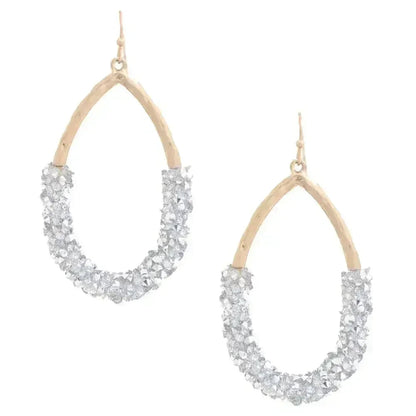 Beaded Teardrop Dangle Earrings | Fuchsia Black White Design - Femstylo