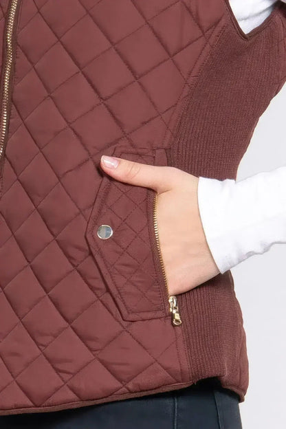Quilted Suede Piping Vest - Pale Taupe | Femstylo
