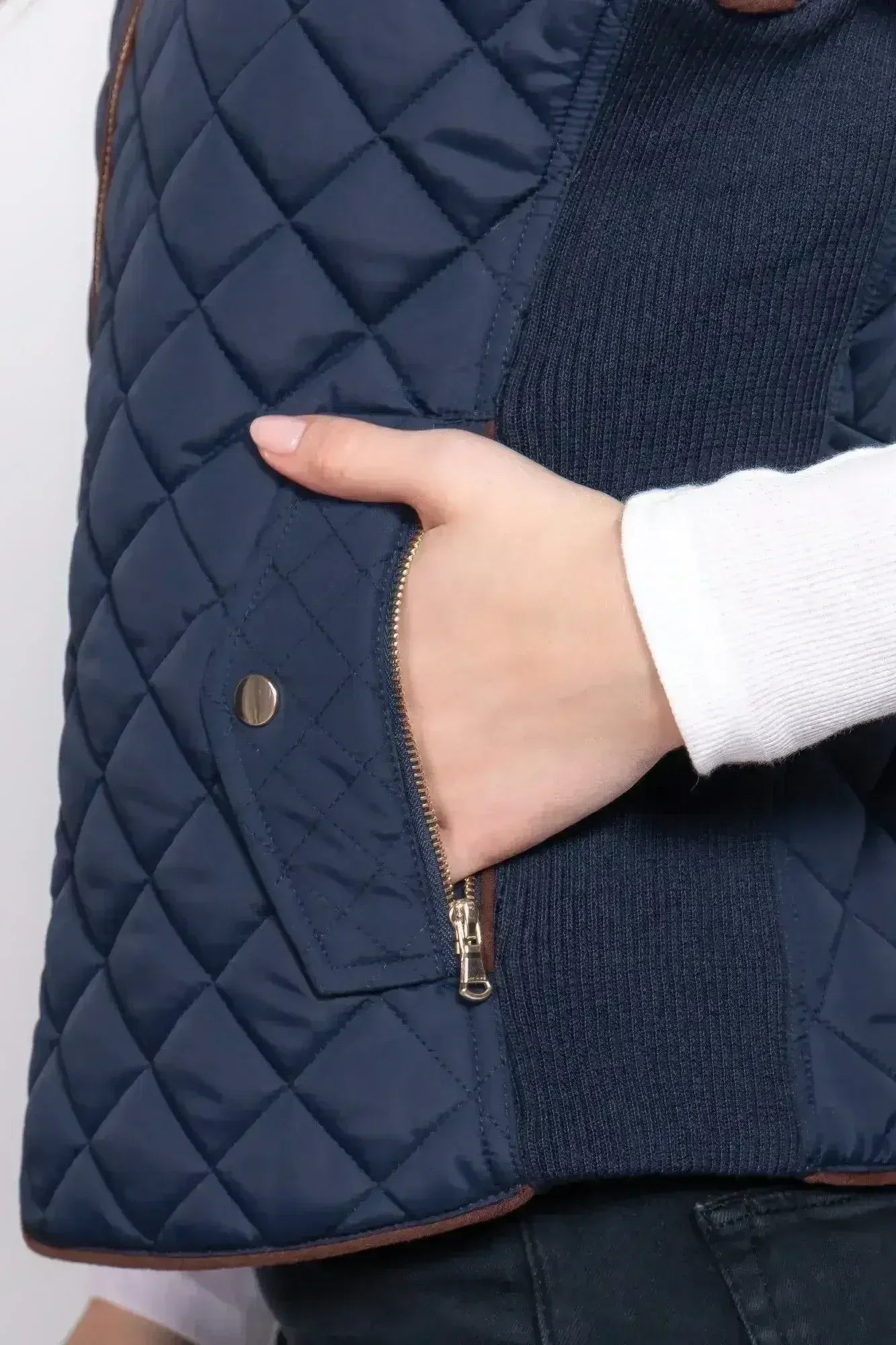 Quilted Suede Piping Vest - Pale Taupe | Femstylo