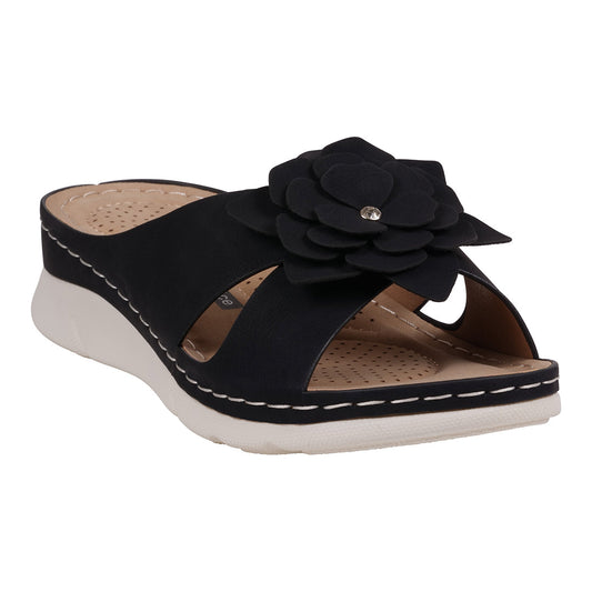 Women's Claire Black Cushioned Footbed Sandals