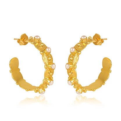 Honeysuckle Hoop Earrings - Pearl