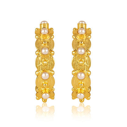 Honeysuckle Hoop Earrings - Pearl