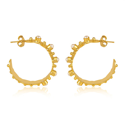 Honeysuckle Hoop Earrings - Pearl