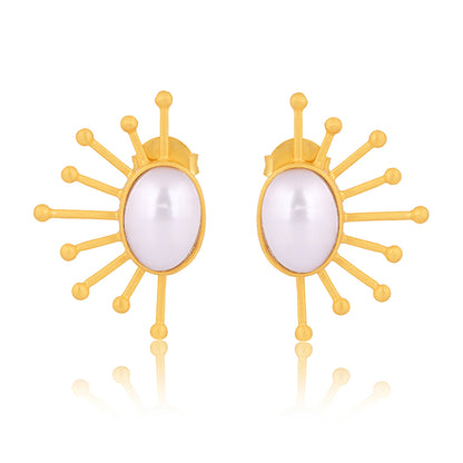 Ray of Sunshine Stud Earrings - Pearl