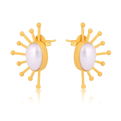 Ray of Sunshine Stud Earrings - Pearl