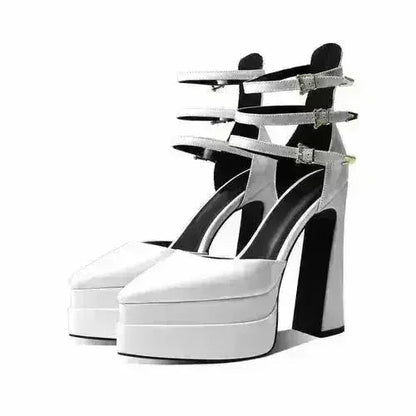 Pointed Toe High Heel Hollow Sandals - 14.5cm Platform Pumps | Femstylo