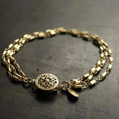 Marilena 3-Layer Gold Fill Bracelet – Filigree Clasp