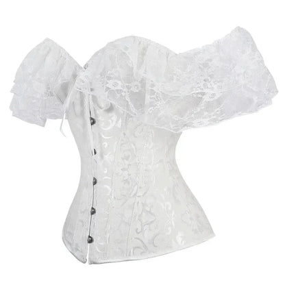 Fashion Princess Style Women Lingerie Bodyshaper Bridal Corset Bustier Tops For Women Short-Sleeve Lace Up Corselet Plus Size