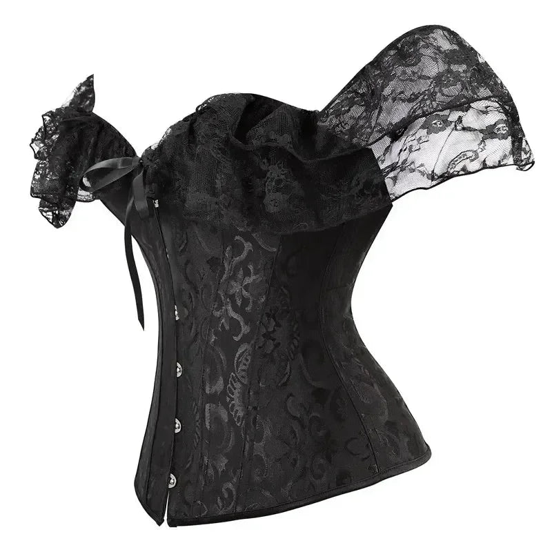 Fashion Princess Style Women Lingerie Bodyshaper Bridal Corset Bustier Tops For Women Short-Sleeve Lace Up Corselet Plus Size